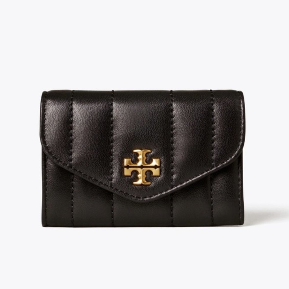 Kira Quilted Flap Card - Black - New